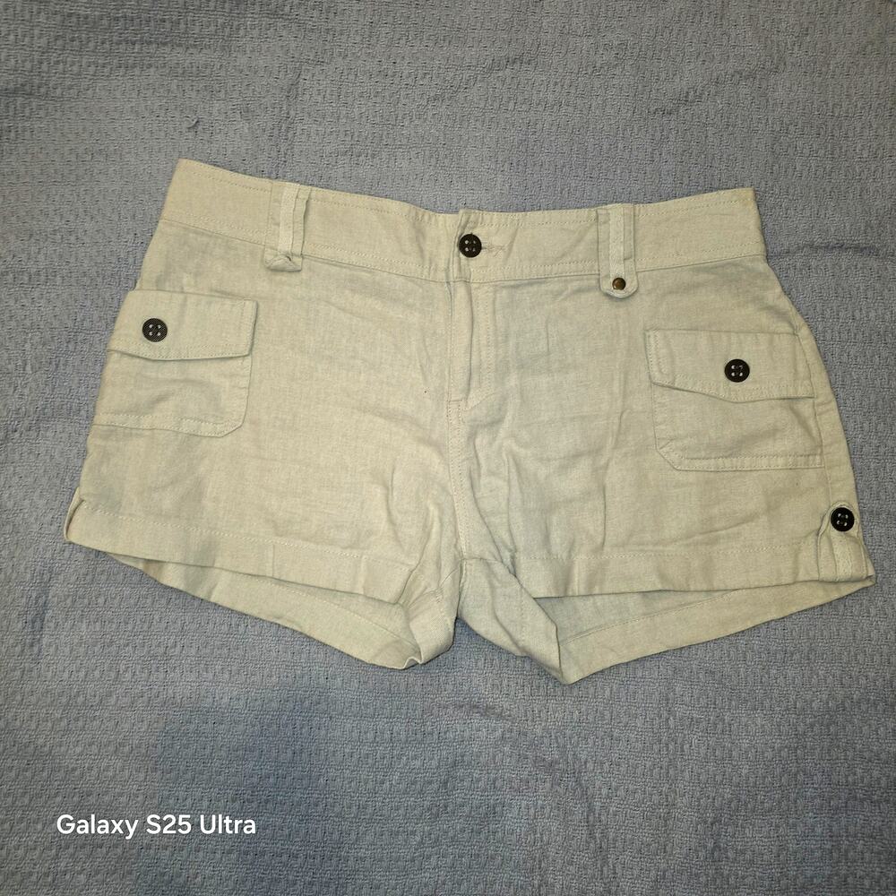 Ci Sono‎ linen khaki cargo, short shorts sz M